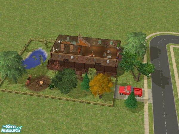 Sims 2 — 419 Creek Drive by mrfronty — Medium rural house. Fully furnished. 2 bedrooms and baths, one on loft. No custom