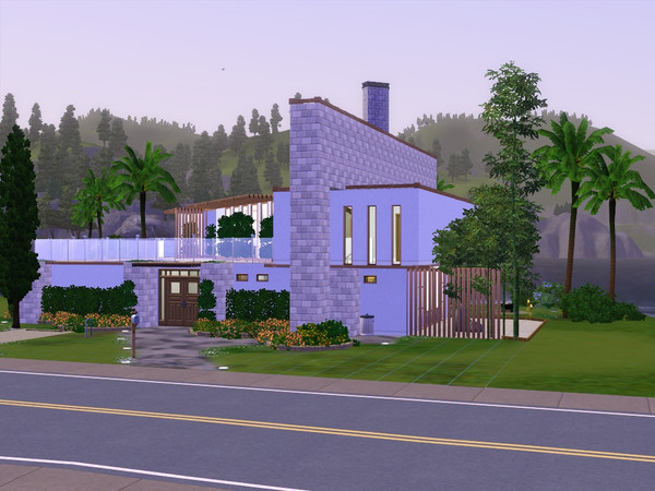 Sims 3 — Coastal by fluffini — Beautiful contemporary Housing. Externally fully decorated. Waterfront landscape. Contains