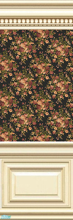 Sims 2 — jsf2PLEP10CoralBlackFloral by jsf —  A ParkLane panelled wall embellished with egg and rope crown moulding holds