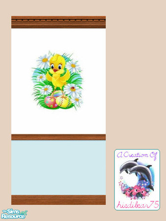 Sims 2 — Daisy Easter Blue Chick HB75 @TSR $1 by hiedibear75 — Happy Easter! This wall is sure to brighten your Sims\'