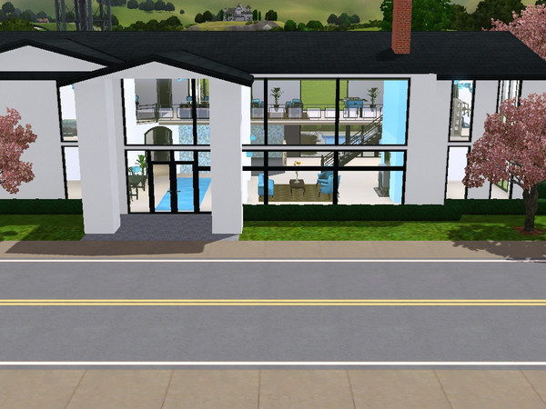 Sims 3 — Axel Drive by skagrl7250 — 5 bedrooms, 3 bathrooms, office, gym, living room, family room, pool.