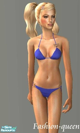 Sims 2 — Diane von Furstenberg blue bikini by H!b!sCuS — no mesh needed