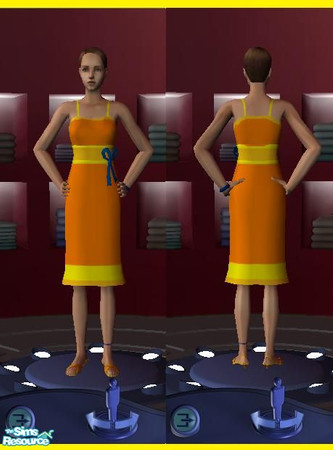 Sims 2 — pretty brightly coloured dress by Haziem — A pretty little dress for adults with a small bow on the side. It is