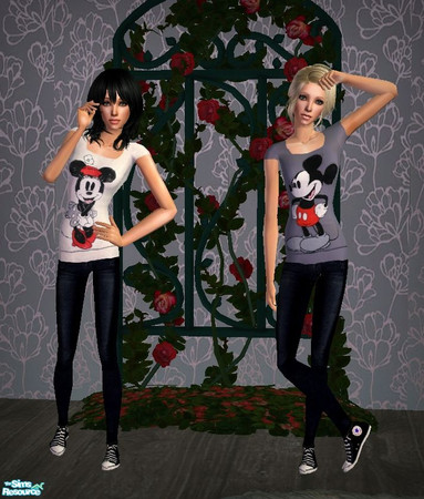 Sims 2 — Mickey & Minnie Mouse by da_sweet_alex — 2 Everyday Outfits for Female Teens .. no mesh required :)