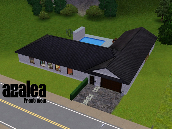 Sims 3 — Azalea by iarejake — The L-shaped house wraps neatly around the courtyard; one wing containing public areas such