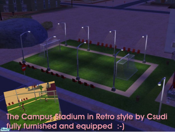 Sims 2 — Campus Stadium by csudibaba — Here\'s a football stadium for the real fans and a club for the sportsims. Fully