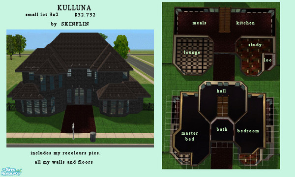 Sims 2 — kulluna by skinflin — Set on a small lot.3x2.This is my yuppie uptown gothic house.. The house has 2