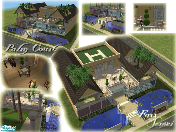 Sims 2 — Palm Court by foxysensei — A Shopping Centre for your sims! Includes a heli-pad, elegant & romantic