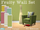 Sims 2 — Fruity Wall Set by HermanPSherman — A set of 6 walls in colorful, fruitful hues.