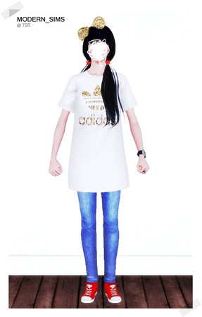 Sims 3 — Loose fit Adidas T-shirt by Modern_Sims — *Recolorable http://modernsims.wo.tc