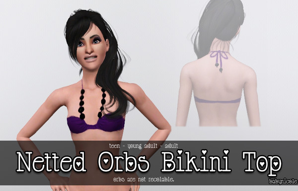 Sims 3 — Netted Orbs Bikini Top by babynicole — Big beads on a halter bikini. 