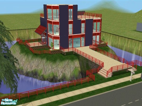 Sims 2 — Sea View Chalet by drib_ydal — A 3 bedroomed house totally surrounded by water and only accessible by crossing a