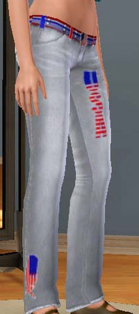 Sims 3 — American Woman Jeans by jmzerl72 — Jeans with a American inspired design. 3 colors.