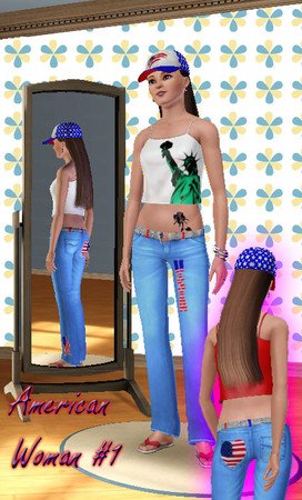Sims 3 — American Woman Set #1 by jmzerl72 — An American inspired clothing set consisting of (1) a top in red, white, or