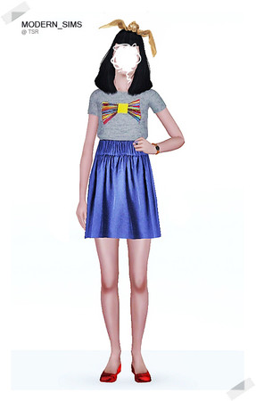 Sims 3 — Big Ribbon T-shirt + Skirt by Modern_Sims — *Recolorable http://modernsims.wo.tc by Modern_Sims