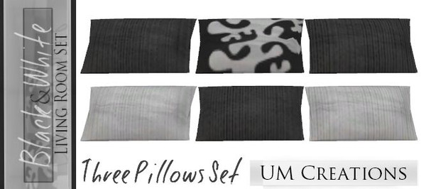 Sims 3 — UM Three Pillows Set by UM_Creations — Modern decoration for your sofa. Three variations and three recolorable