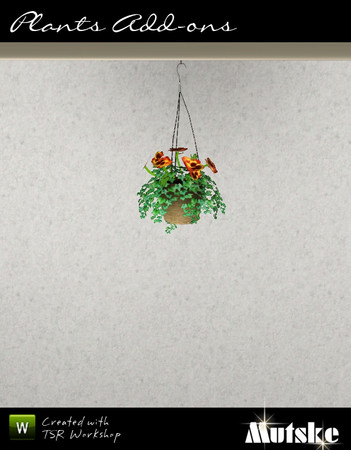 Sims 3 — Hanging Ivy and Pansy by Mutske — 1 Recolorable part. 4 Variations. Made by Mutske@TSR. TSRAA.