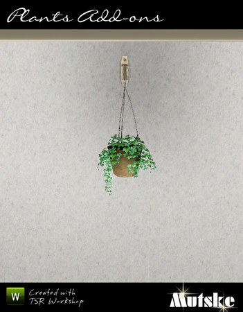 Sims 3 — Hanging Wall Ivy by Mutske — 2 Recolorable part. 4 Variations. Made by Mutske@TSR. TSRAA.