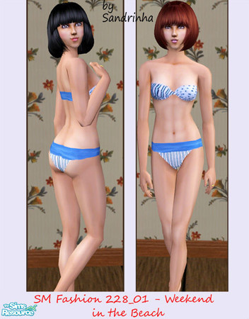 Sims 2 — SM Fashion 228_01 - Weekend in the beach - Bikini by sandrinha — Strapless bikini mixing dots and stripes. I
