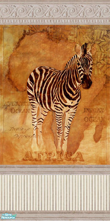 Sims 2 — Zebra Wall by foxysensei — For an African theme in your home - Zebras for your walls! Lovely golden background