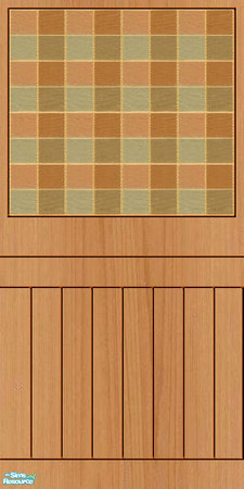 Sims 2 — NK Blakely Bedroom Wall by MoMama — A wall of Yukon Pine panels with a checkered inset.