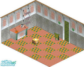 Sims 1 — Sunbird Garage by carriep — Includes: Floors(2), Wall, Chair, Door, Shelves, Birdseed, Lamp, Bench