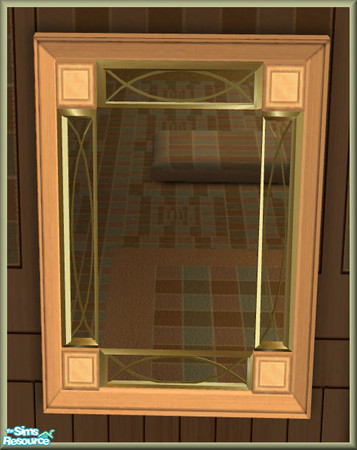 Sims 2 — NK Blakely BR Mirror by MoMama — A mirror of Yukon pine with gold accents.