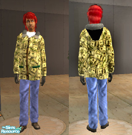 Sims 2 — The Money Coat by Phadrae — Do you have a male Sim who is flat broke? Well then...make him feel RICH with this