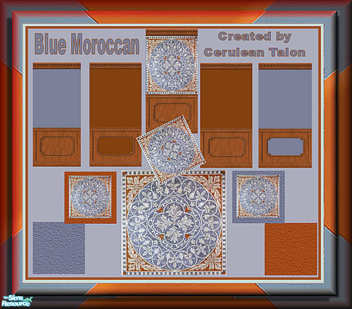 Sims 2 — Blue Morocco Polished Marble by Cerulean Talon — Drama and pure elegance are encapsulated in this mosaic marble