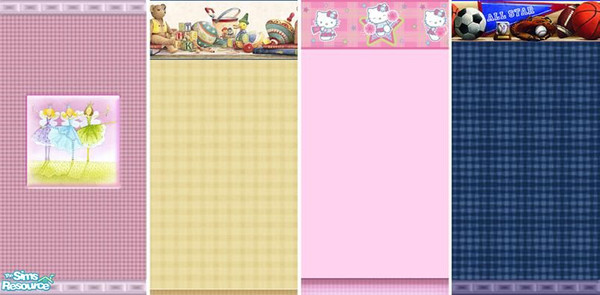 Sims 2 — Various Kids Nursery Wallpapers by foxysensei — For girls and boys, there are a variety of children's wallpapers