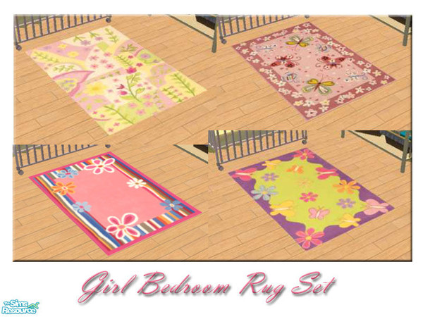 Sims 2 — Girl Bedroom Rugs by Euterpe — Four beautiful rugs for girls' bedrooms.