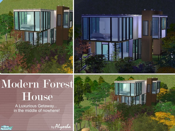 Sims 2 — Modern Forest House by Alyosha — A modern-looking house on a hill in the middle of a forest! A wonderful