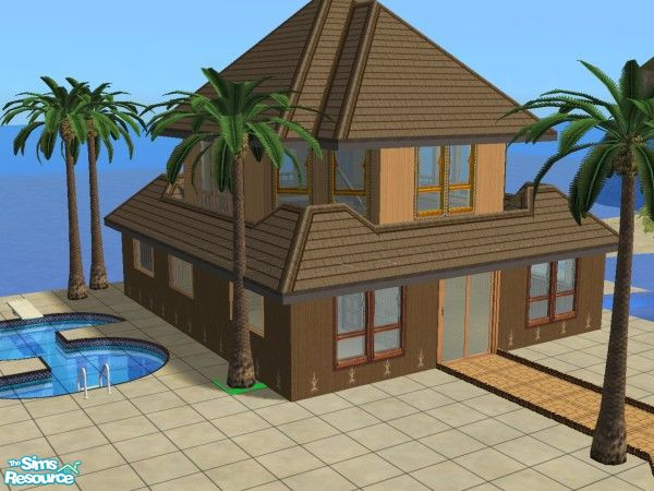 Sims 2 — Beachhouse by katty007 — This is my first creation - a small beachhouse, made mostly of wood. Not furnished.