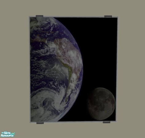 Sims 2 — Earth and Moon Poster by mermaidofthenile — A poster using the \"Grilled Cheese\" wall hanging of the