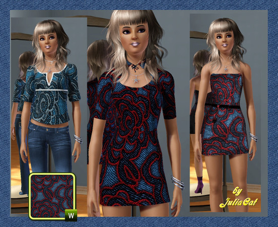 Sims 3 — Pattern Denim Roses by JuliaCat — Pattern