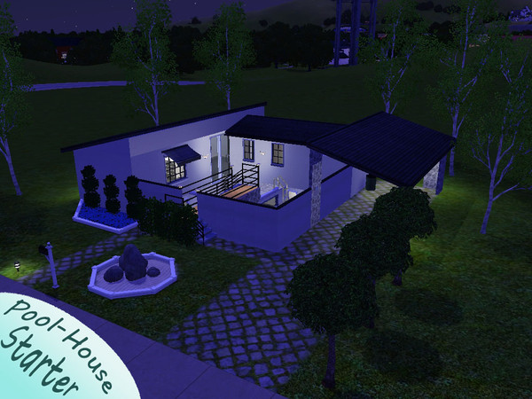 Sims 3 — Pool-House Starter by comet65 — It comes in a little over budget, but this modern marvel will keep your sims