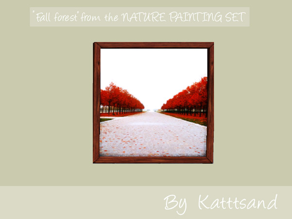 Sims 3 — Fall forest by kattsand — A painting of an autumn landscape. The frame is recolorable. Enjoy!