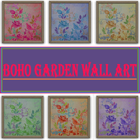 Sims 3 — Boho Garden Wall Art by ahundley — Boho Garden Wall Art- 6 different color variation with a re-colorable frame.