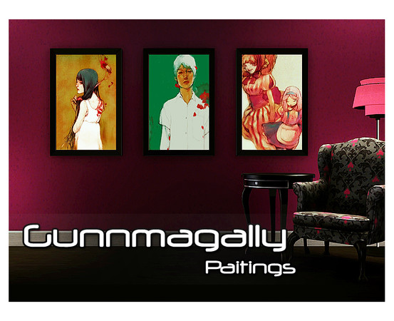 Sims 3 — Gunnmgally Paintings by bunnshee — A set of 5 Paintings. 