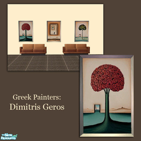 Sims 2 — evi2s  GreekPainters: Geros -1 by evi — A set of 3 mondern Greek paintings by Dimitris Geros