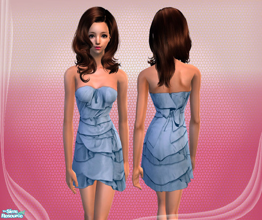 Sims 2 — Silk tiered dress - Blue by agapi_r — 