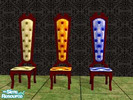 Sims 2 — MahoganyGothHighBackChair by gil_shalos — A set of 3 High Backed chairs in Gold, Green and Blue with a mahogany