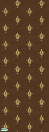 Sims 2 — Acanthafleur Wallpaper set - AL - Raw Umber by 71robert13 — Acanthus leaf Fleur-de-lis on softly leather texured