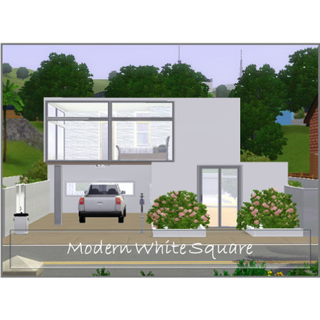 Sims 3 — Modern White Square by Kimpan74 — A modern familyhome with 3 bedrooms, 2 bathrooms, a large poolarea and 1