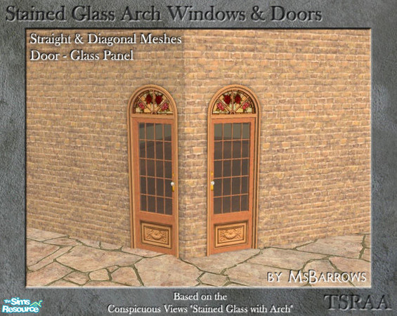Sims 2 — Stained Glass - Door Glass - S by MsBarrows — A glass panel door based on the Conspicuous Views \"Stained