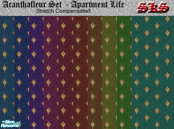 Sims 2 — Acanthafleur Wallpaper set - AL by 71robert13 — Acanthus leaf Fleur-de-lis on softly leather texured background