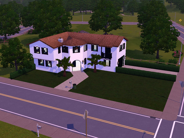 Sims 3 — Le Triangle by zooks — Le Triangle, a 2 story, mediterranean style house on a very small lot. The house exterior