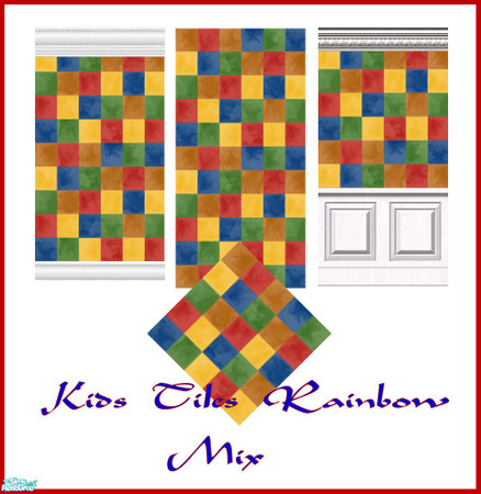 Sims 2 — Kids Tiles Rainbow Mix by robbyngirl — A set of color tiles for kids! Enjoy!