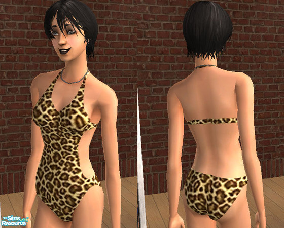 Sims 2 — Cheetah by perkelexenkeli — Cheetah Print full body swim suit.