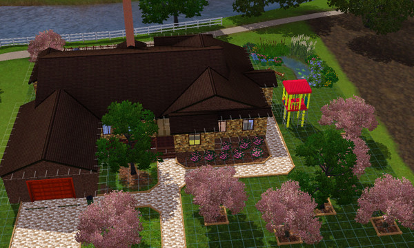 Sims 3 — Cedarwood by moniquetoi — This is my first house. Traditional ones story house with lots of room for a big